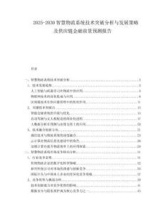 2025-2030智慧物流系統(tǒng)技術(shù)突破分析與發(fā)展策略及供應(yīng)鏈金融前景預(yù)測報告