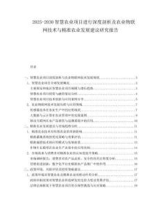 2025-2030智慧農(nóng)業(yè)項(xiàng)目進(jìn)行深度剖析及農(nóng)業(yè)物聯(lián)網(wǎng)技術(shù)與精準(zhǔn)農(nóng)業(yè)發(fā)展建議研究報(bào)告