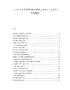 2025-2030智慧城市行業(yè)解決方案探討與政策支持分析報(bào)告