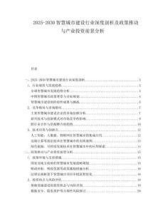 2025-2030智慧城市建設(shè)行業(yè)深度剖析及政策推動與產(chǎn)業(yè)投資前景分析