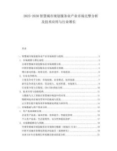 2025-2030智慧城市規(guī)劃服務(wù)業(yè)產(chǎn)業(yè)市場完整分析及技術(shù)應(yīng)用與行業(yè)增長