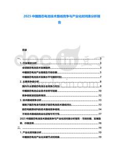 2025中國固態(tài)電池技術(shù)路線競爭與產(chǎn)業(yè)化時間表分析報告