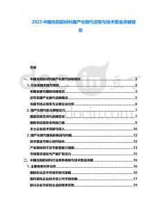 2025中國光刻膠材料國產化替代進程與技術壁壘突破報告