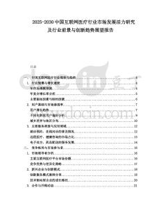 2025-2030中國互聯(lián)網(wǎng)醫(yī)療行業(yè)市場發(fā)展活力研究及行業(yè)前景與創(chuàng)新趨勢展望報告