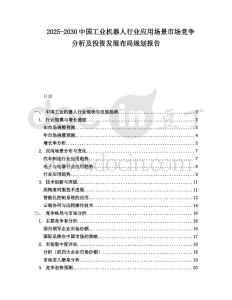 2025-2030中國工業(yè)機器人行業(yè)應(yīng)用場景市場競爭分析及投資發(fā)展布局規(guī)劃報告