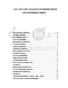 2025-2030中國工業(yè)自動化行業(yè)市場供需當前狀況分析評估投資規(guī)劃方案報告