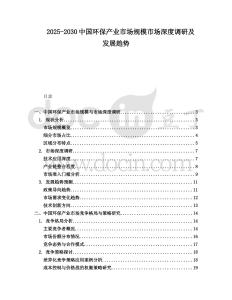 2025-2030中國環(huán)保產(chǎn)業(yè)市場規(guī)模市場深度調(diào)研及發(fā)展趨勢