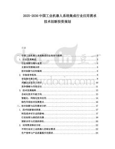 2025-2030中國工業(yè)機(jī)器人系統(tǒng)集成行業(yè)應(yīng)用需求技術(shù)創(chuàng)新投資規(guī)劃