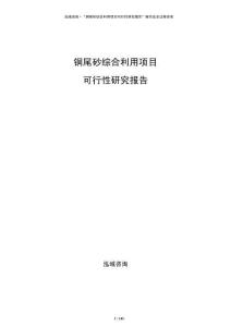 銅尾砂綜合利用項目可行性研究報告