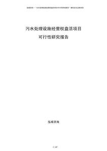 污水處理設(shè)施經(jīng)營權(quán)盤活項(xiàng)目可行性研究報(bào)告