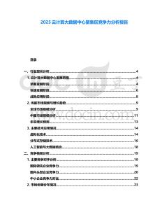 2025云計(jì)算大數(shù)據(jù)中心聚集區(qū)競爭力分析報(bào)告