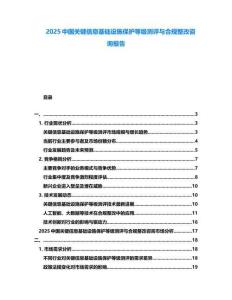 2025中國(guó)關(guān)鍵信息基礎(chǔ)設(shè)施保護(hù)等級(jí)測(cè)評(píng)與合規(guī)整改咨詢報(bào)告