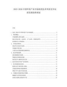 2025-2030中國環(huán)保產(chǎn)業(yè)市場現(xiàn)狀技術(shù)革新競爭局面發(fā)展趨勢規(guī)劃