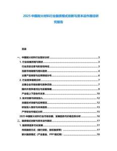 2025中國耐火材料行業(yè)融資模式創(chuàng)新與資本運(yùn)作路徑研究報(bào)告