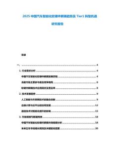 2025中國汽車智能化軟硬件解耦趨勢及Tier1轉型機遇研究報告