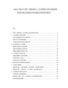 2025-2030中國(guó)工業(yè)機(jī)器人上臺(tái)系統(tǒng)行業(yè)市場(chǎng)現(xiàn)狀供需分析及投資評(píng)估規(guī)劃分析研究報(bào)告