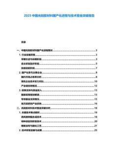2025中國光刻膠材料國產(chǎn)化進程與技術(shù)壁壘突破報告