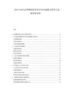 2025-2030皮革鞣制化學(xué)品行業(yè)市場潛力研究與發(fā)展前景分析