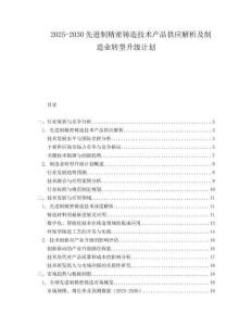 2025-2030先進制精密鑄造技術(shù)產(chǎn)品供應(yīng)解析及制造業(yè)轉(zhuǎn)型升級計劃
