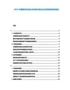 2025中國固態(tài)電池技術(shù)突破與商業(yè)化應(yīng)用前景預(yù)測報告