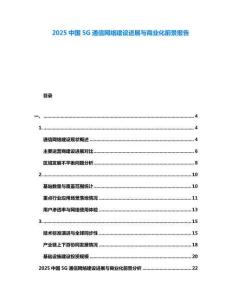 2025中國(guó)5G通信網(wǎng)絡(luò)建設(shè)進(jìn)展與商業(yè)化前景報(bào)告