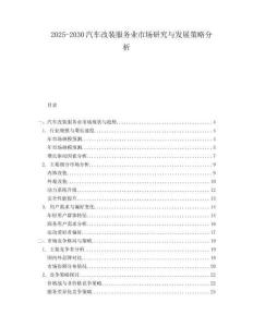 2025-2030汽車改裝服務業市場研究與發展策略分析