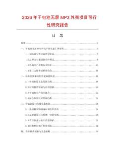 2026年干電池?zé)o屏MP3外殼項(xiàng)目可行性研究報(bào)告