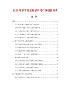 2026年手車高壓柜項目可行性研究報告