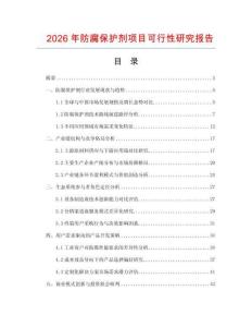 2026年防腐保護(hù)劑項(xiàng)目可行性研究報(bào)告