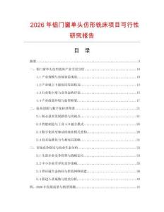 2026年鋁門窗單頭仿形銑床項目可行性研究報告