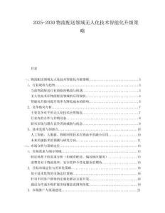 2025-2030物流配送領域無人化技術智能化升級策略