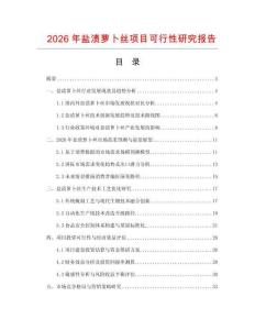 2026年盐渍萝卜丝项目可行性研究报告