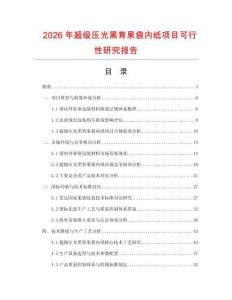 2026年超級壓光黑育果袋內(nèi)紙項目可行性研究報告