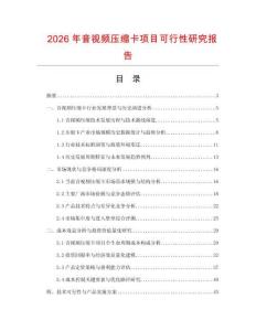 2026年音视频压缩卡项目可行性研究报告