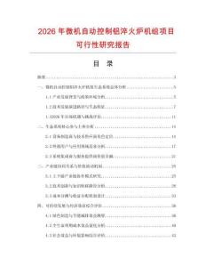 2026年微機(jī)自動(dòng)控制鋁淬火爐機(jī)組項(xiàng)目可行性研究報(bào)告