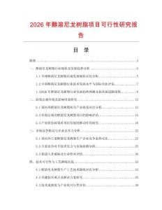 2026年醇溶尼龍樹(shù)脂項(xiàng)目可行性研究報(bào)告