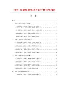 2026年高麗參湯項目可行性研究報告