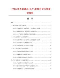 2026年自吸清水(化工)泵項(xiàng)目可行性研究報(bào)告