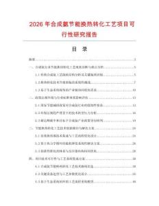 2026年合成氨節(jié)能換熱轉(zhuǎn)化工藝項(xiàng)目可行性研究報(bào)告