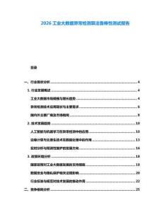 2026工业大数据异常检测算法鲁棒性测试报告