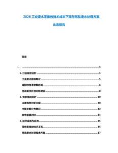 2026工業(yè)廢水零排放技術(shù)成本下降與高鹽廢水處理方案比選報(bào)告