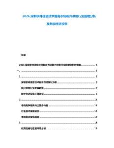 2026深圳軟件信息技術(shù)服務(wù)市場新興供需行業(yè)前瞻分析及數(shù)字經(jīng)濟投資