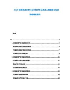 2026深海資源開(kāi)發(fā)行業(yè)市場(chǎng)分析及海洋工程前景與投資策略研究報(bào)告