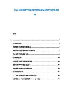 2026母嬰電商平臺(tái)早教內(nèi)容生態(tài)建設(shè)與用戶粘性提升策略