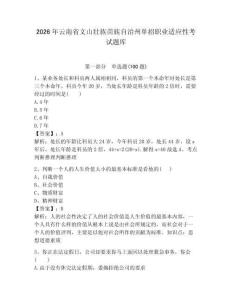 2026年云南省文山壯族苗族自治州單招職業適應性考試題庫及答案1套