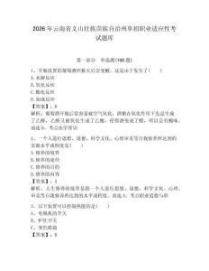 2026年云南省文山壯族苗族自治州單招職業(yè)適應(yīng)性考試題庫含答案
