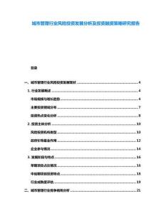 城市管理行業(yè)風(fēng)險投資發(fā)展分析及投資融資策略研究報告