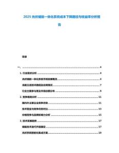 2025光伏儲能一體化系統成本下降路徑與收益率分析報告
