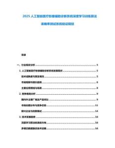2025人工智能医疗影像辅助诊断系统深度学习训练算法准确率测试系统验证规划