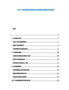 2025光伏制氫項目經(jīng)濟性測算與政策補貼研究